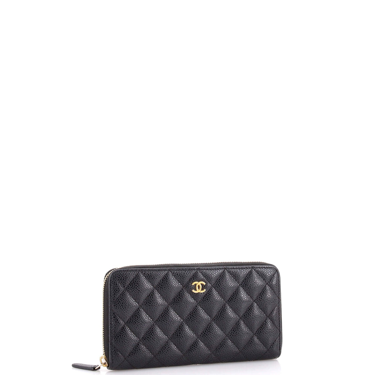 Zip Around Wallet Quilted Caviar Long