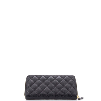 Zip Around Wallet Quilted Caviar Long