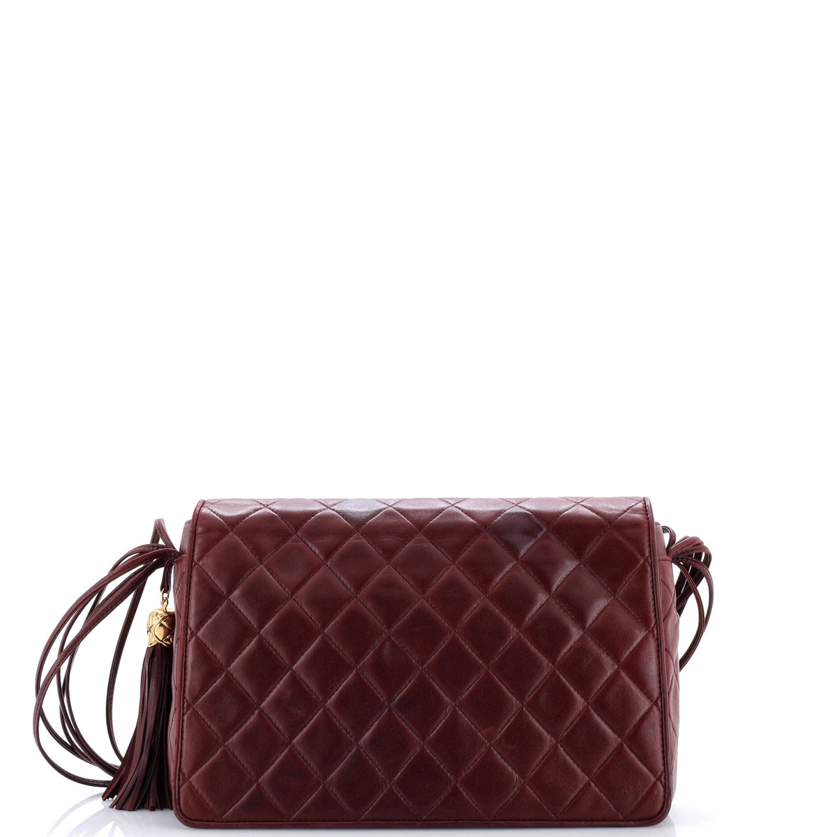 Vintage Tassel Full Flap Shoulder Bag Quilted Lambskin Medium
