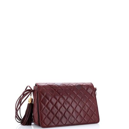 Vintage Tassel Full Flap Shoulder Bag Quilted Lambskin Medium