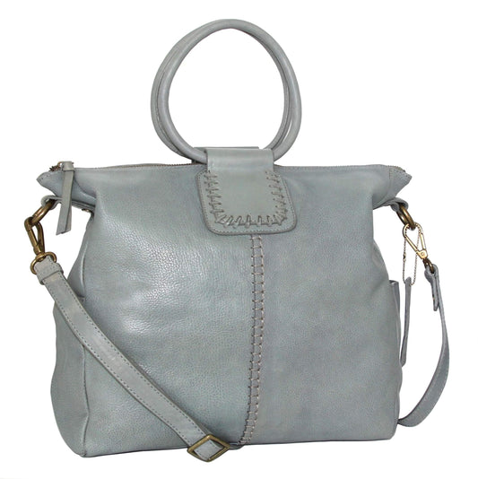 Tonya's Ring Leather Tote in Stone