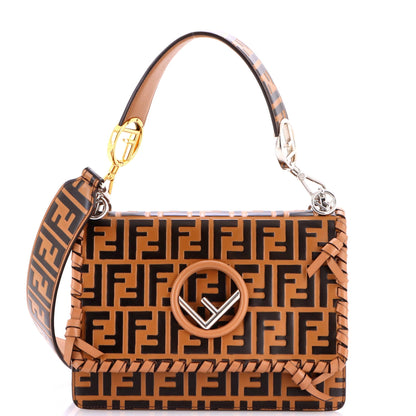 Kan I F Shoulder Bag Whipstitch Zucca Embossed Leather Medium