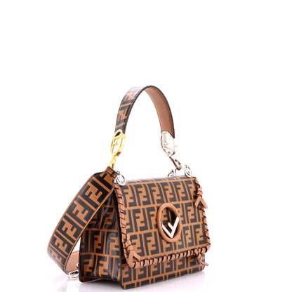 Kan I F Shoulder Bag Whipstitch Zucca Embossed Leather Medium