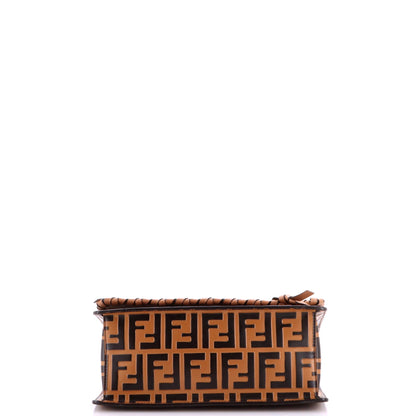 Kan I F Shoulder Bag Whipstitch Zucca Embossed Leather Medium