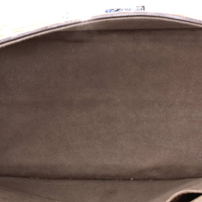 Kan I F Shoulder Bag Whipstitch Zucca Embossed Leather Medium