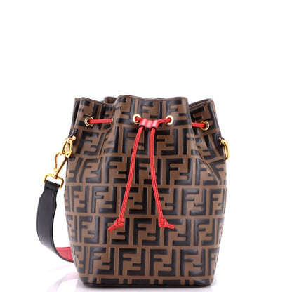 Mon Tresor Bucket Bag Zucca Embossed Leather Small