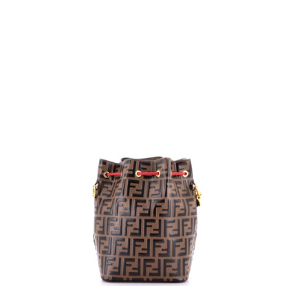 Mon Tresor Bucket Bag Zucca Embossed Leather Small