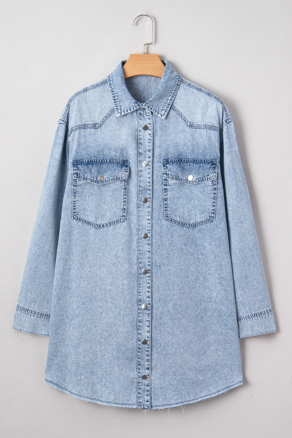 Threaded Pear Takina Raw Hem Loose Shirt