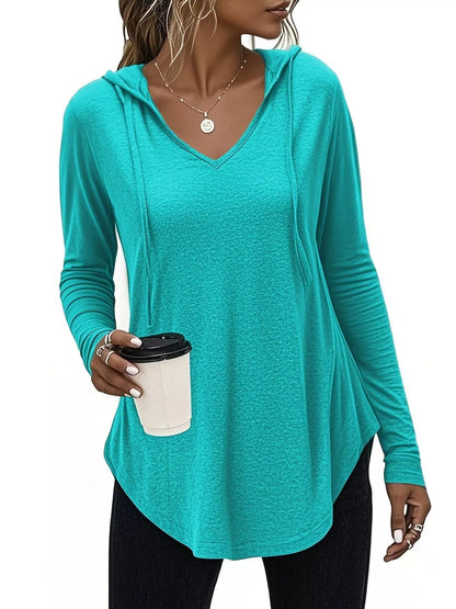 Full Size Drawstring Long Sleeve Hooded Top Plus Size