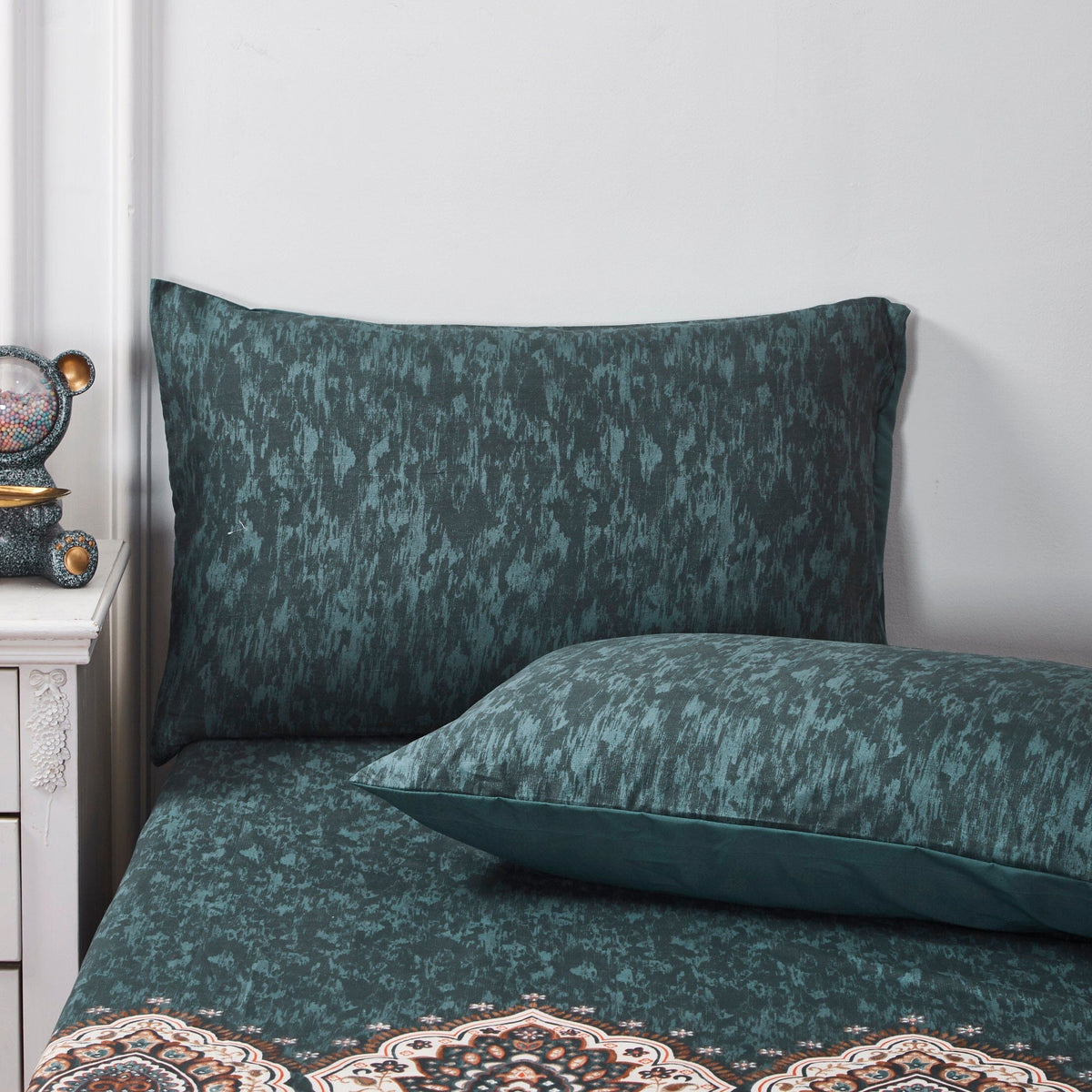Tache Rustic Paisley Mandala Palace Floral Watercolor Dark Teal Duvet Cover (KF174)