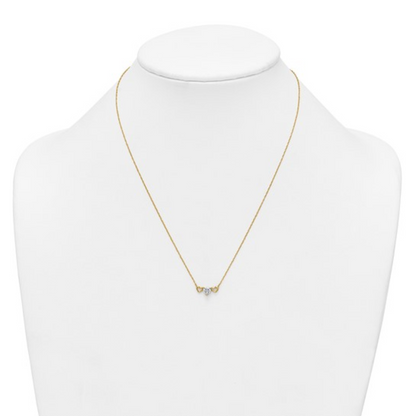 10k Gold CZ Triple Heart Necklace