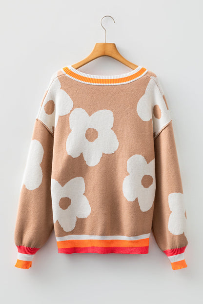 Threaded Pear Scarlett Contrast Striped Baggy Sweater