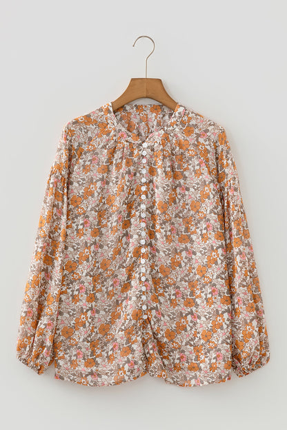 Adaline Floral Puff Sleeve Full Button Shirt
