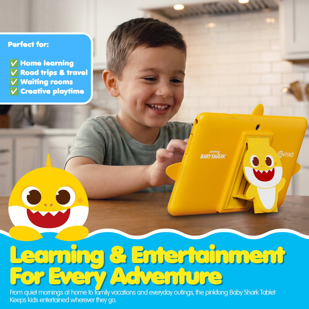 Pinkfong Baby Shark A8 7” Kids Tablet by Contixo | Android 16, 32GB