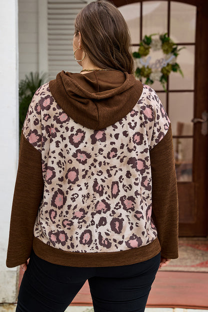 Threaded Pear Scarlett Print Knit Patchwork Hoodie