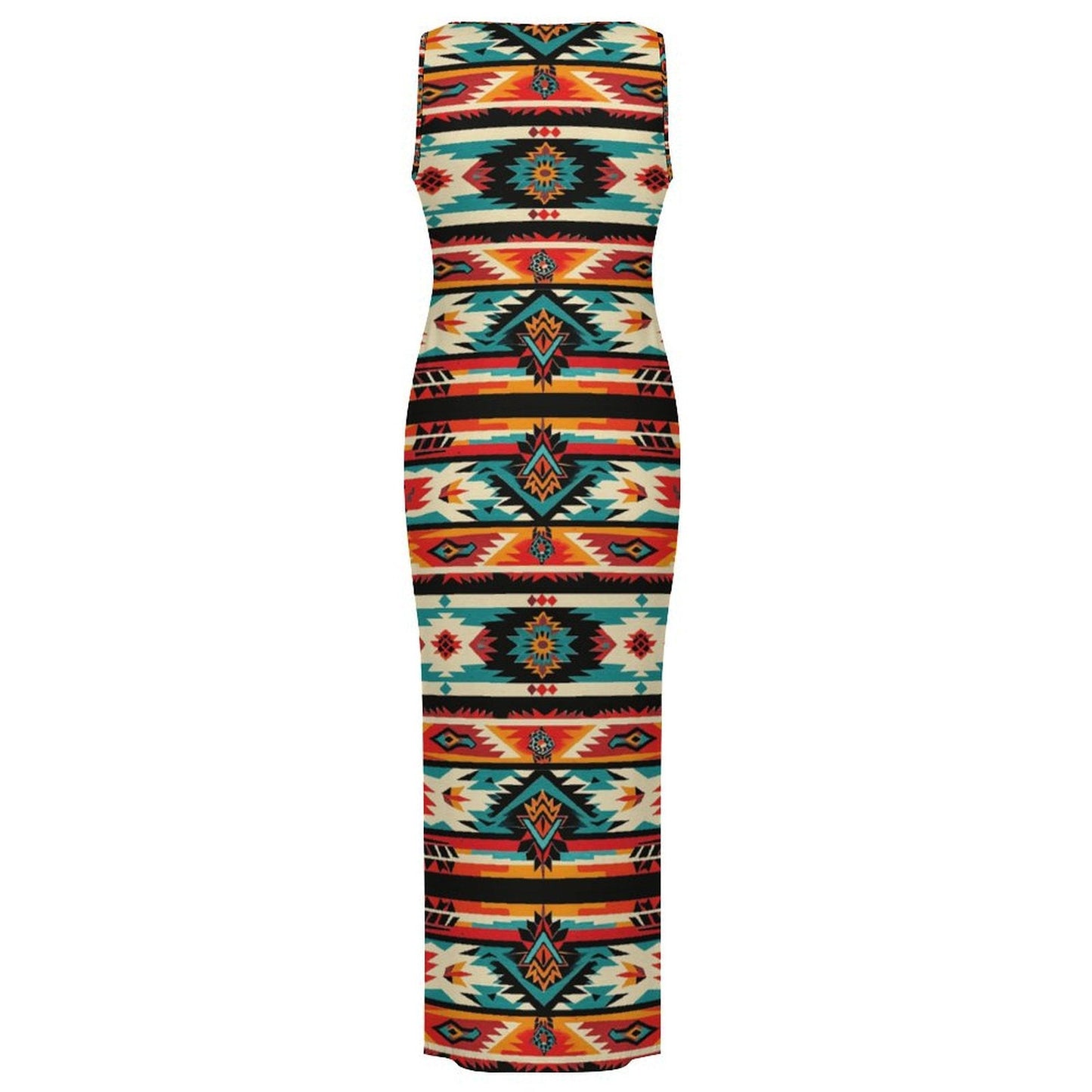 Baha Ranch Santa Fe Sleeveless Bodycon Side Slit Western Maxi Long Dress