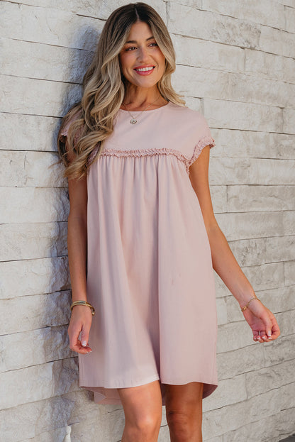 Threaded Pear Kennedi Frilled Trim Loose Fit Mini Dress