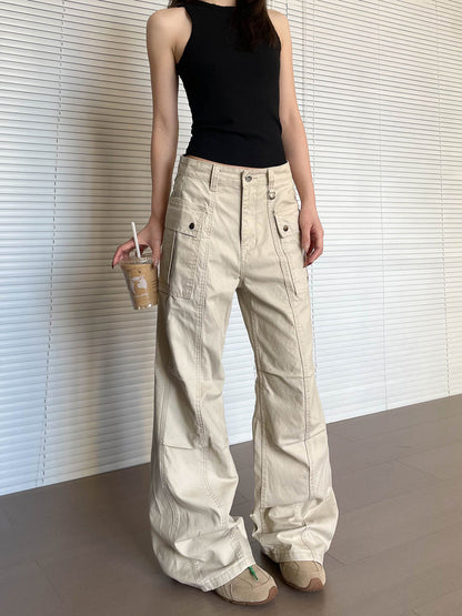 Women’s Straight Leg Slightly Flared Washed Casual Pants