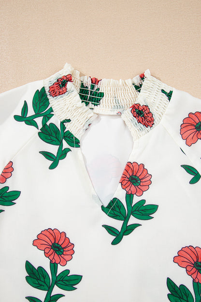 Threaded Pear Briar Shirred Short Sleeve Blouse