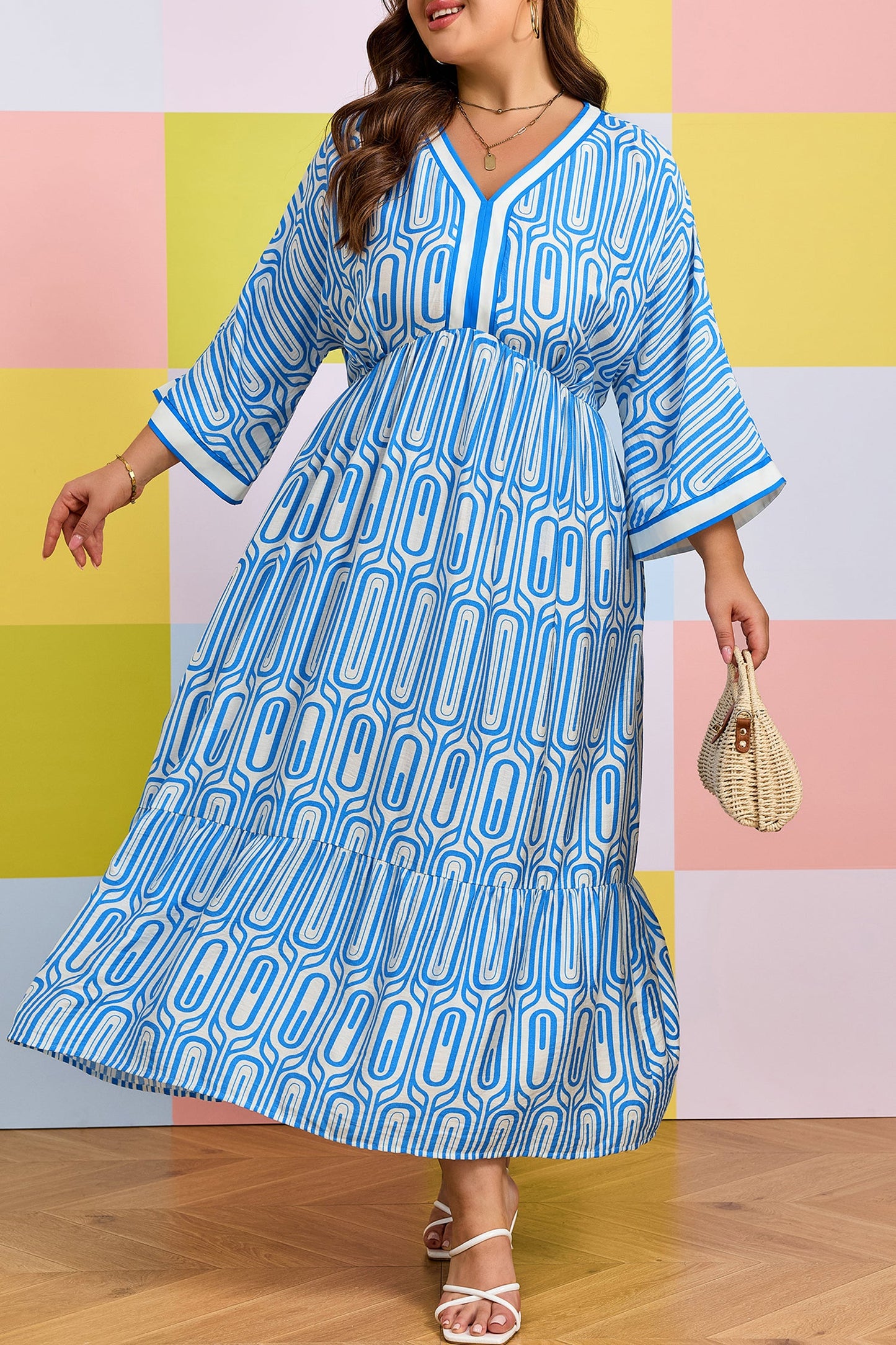 Threaded Pear Siya Bracelet Sleeve Long Plus Dress