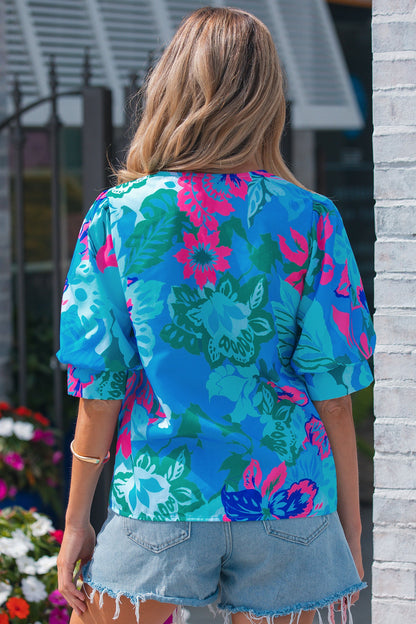 Threaded Pear Ivanna Print Half Sleeve Blouse