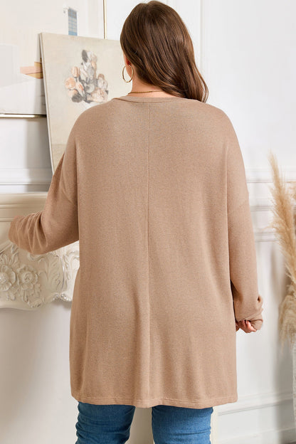 Threaded Pear Abby Shoulder Knit Tunic PLUS Top