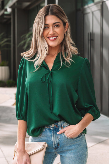 Threaded Pear Gwendolyn 3 4 Sleeve Blouse