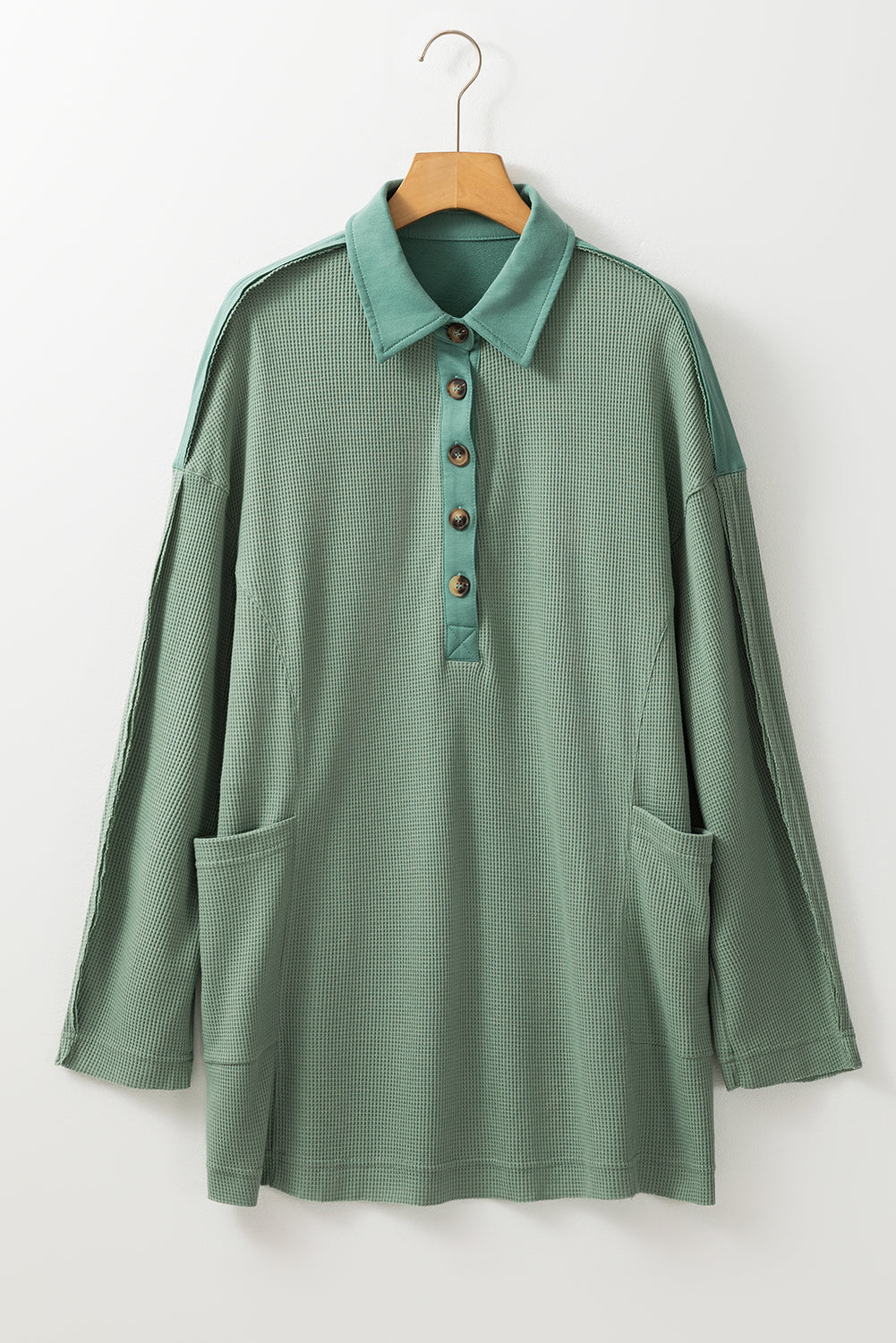 Threaded Pear Arianna Waffle Half Button Top.