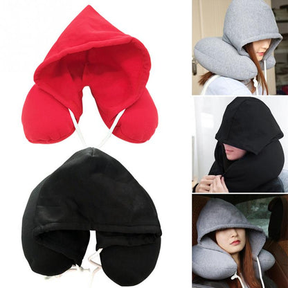 U shaped Neck Pillow soft Hooded Neck pillow for Travel