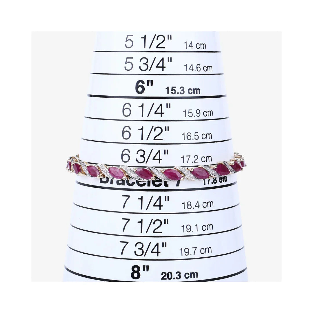 7.60 Ct Marquise Pink Ruby Diamond Prong 10k Gold Tennis Bracelet