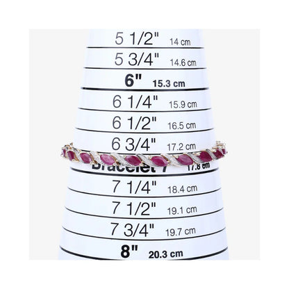7.60 Ct Marquise Pink Ruby Diamond Prong 10k Gold Tennis Bracelet