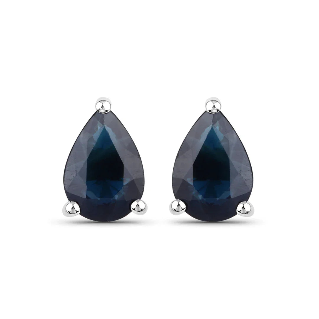 1.60 Ct Pear Blue Sapphire 10k Gold Teardrop Studs Earrings