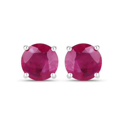 0.86 Ct Round Pink Ruby Prong 10K Gold Stud Earrings