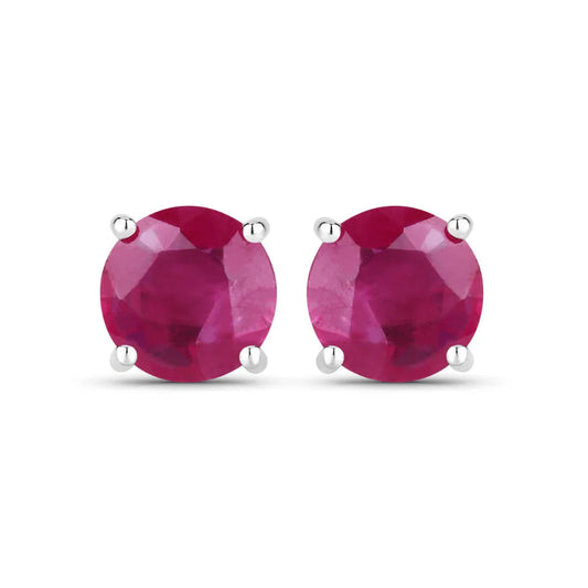 0.86 Ct Round Pink Ruby Prong 10K Gold Stud Earrings