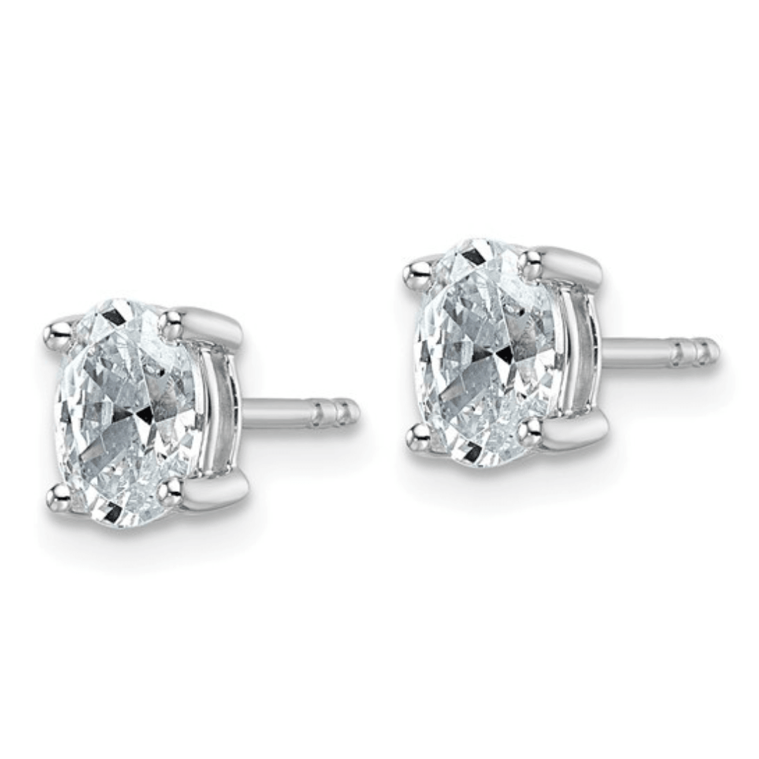 14k White Gold Lab Grown Diamond Oval Solitaire Stud Earrings