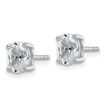 14k White Gold Lab Grown Diamond Oval Solitaire Stud Earrings