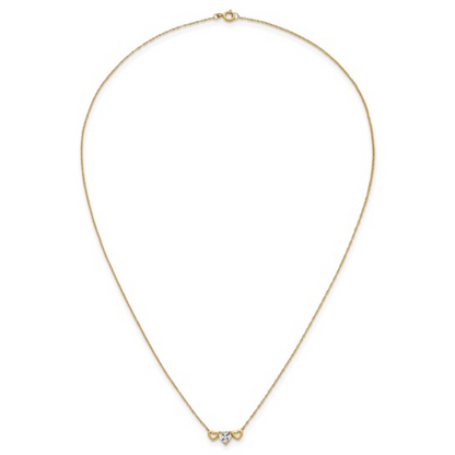 10k Gold CZ Triple Heart Necklace