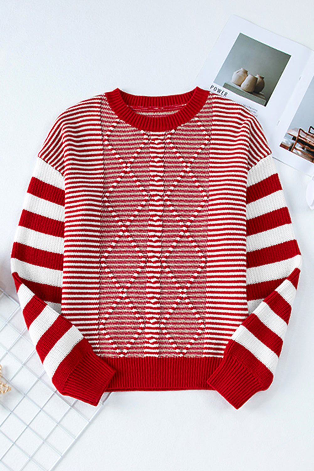 Threaded Pear Emily Stripe Textured Sweater