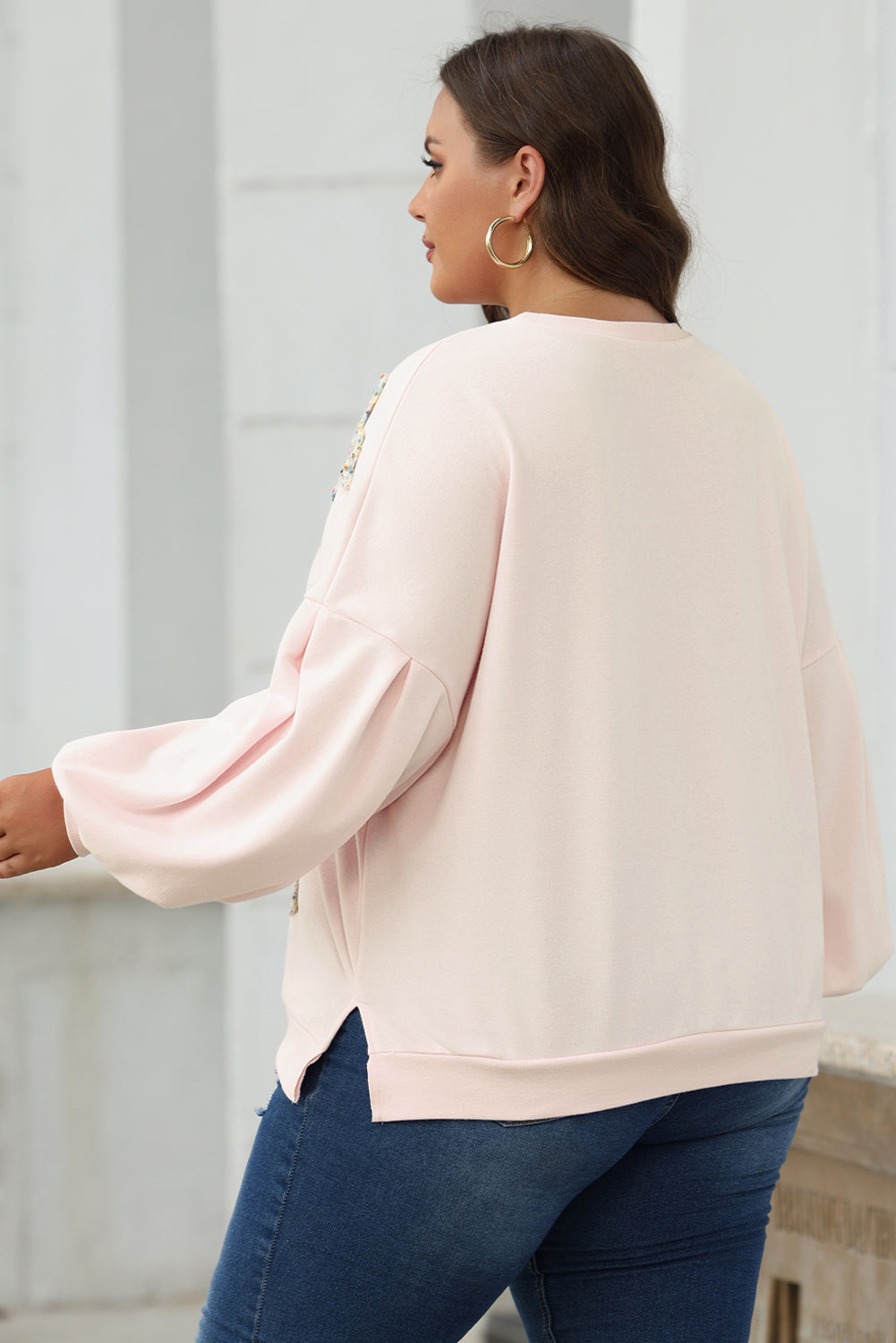 Threaded Pear Laila Bow Lantern Sleeve Oversized Sweatshirt