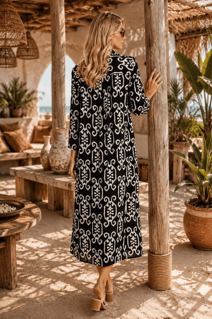 Black / White Ikat Print-