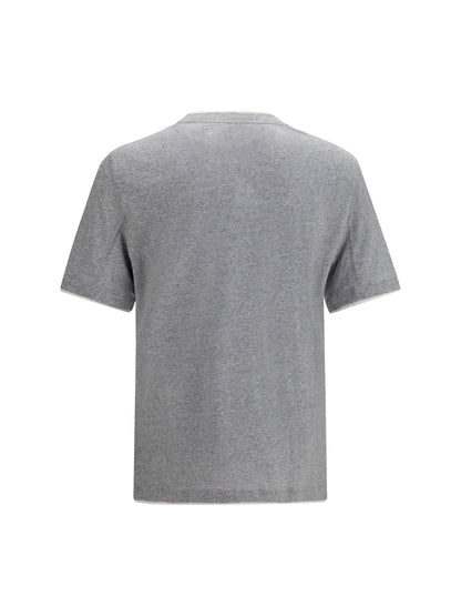 Short-Sleeve Cotton T-Shirt Medium Grey/Off White