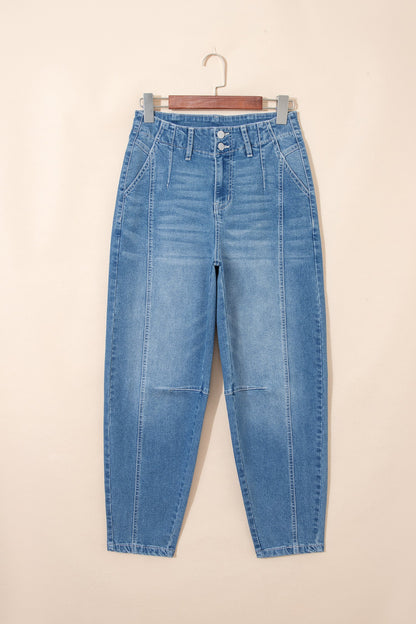 Threaded Pear Hana Wash Cuffed Barrel Jeans
