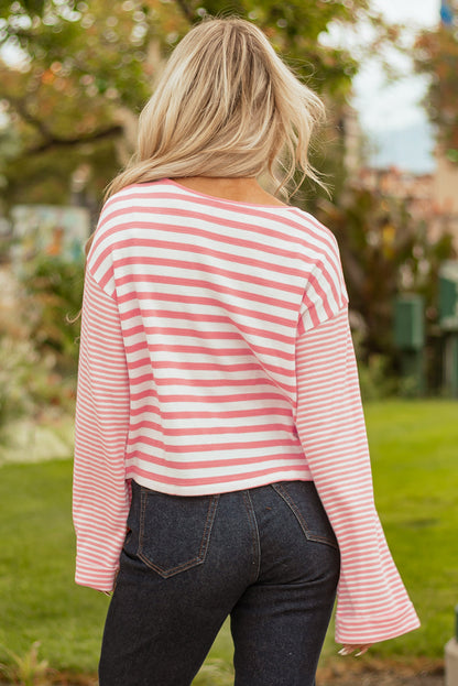 Threaded Pear Lilly Textured Contrast Dropped Long Sleeve Top