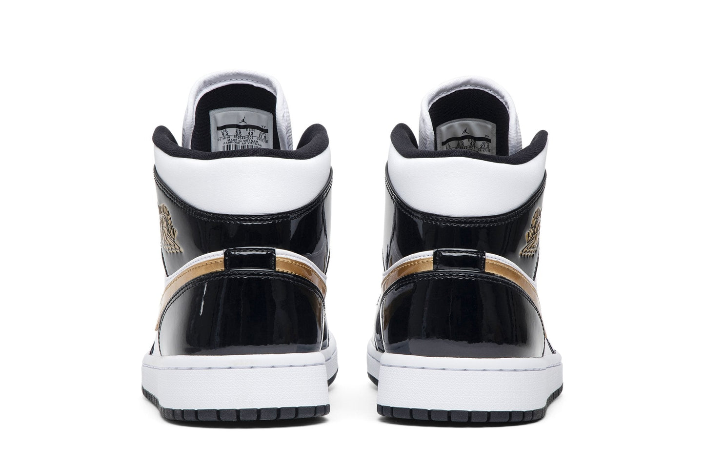Air Jordan Men's Retro 1 Mid 'Patent Black White Gold' Sneakers
