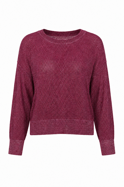 Pima Cotton Metallic Mini Seed Stitch - Crimson/Silver