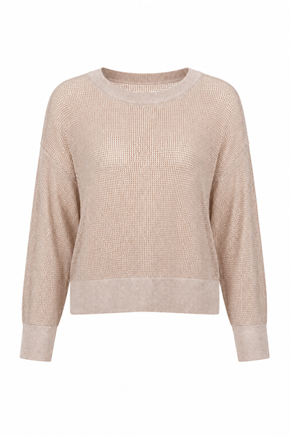 Pima Cotton Metallic Mini Seed Stitch - Blush/Silver