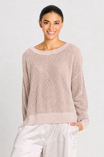 Pima Cotton Metallic Mini Seed Stitch - Blush/Silver