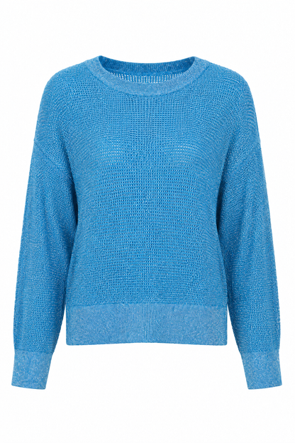 Pima Cotton Metallic Mini Seed Stitch - Peacock/Silver