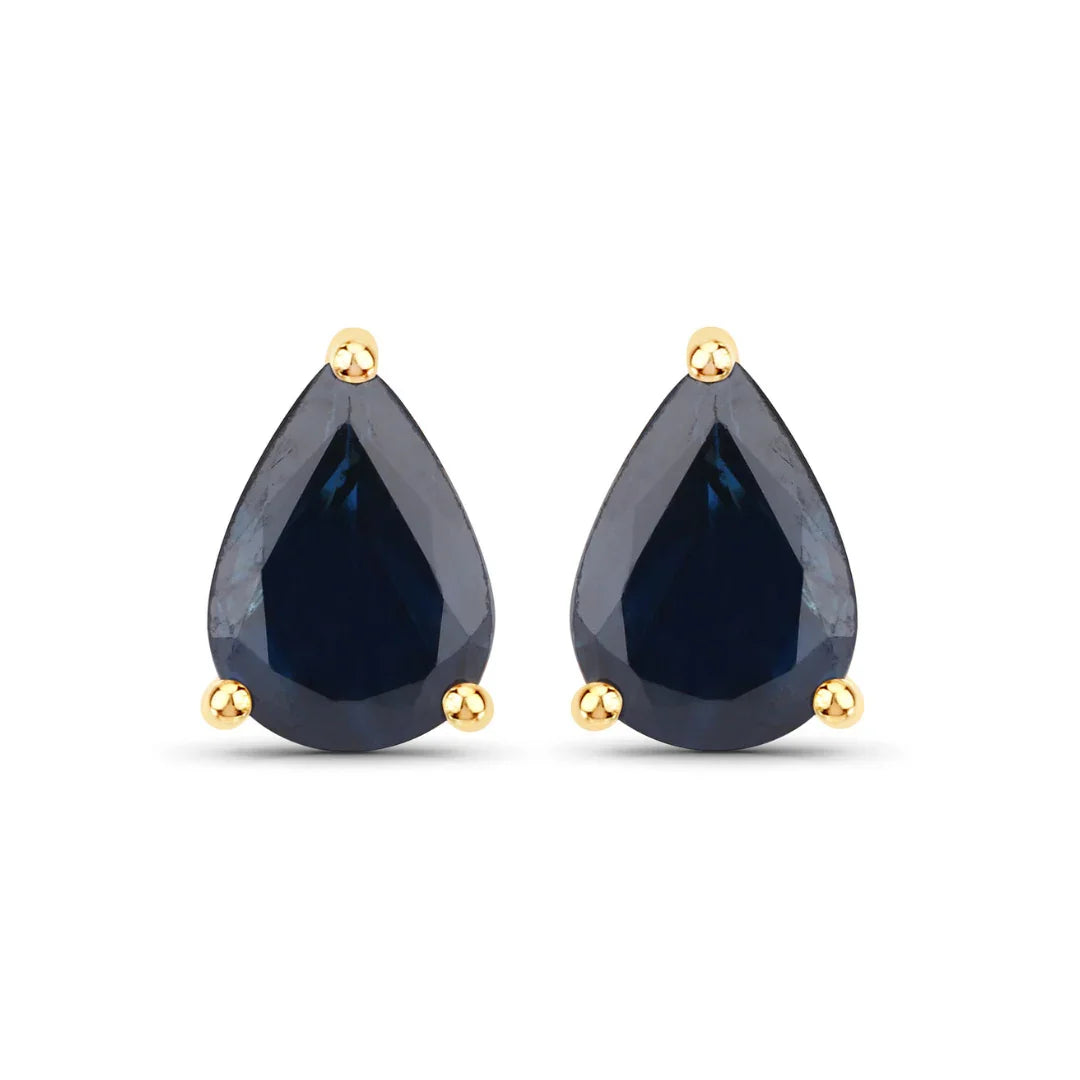 1.60 Ct Pear Blue Sapphire 10k Gold Teardrop Studs Earrings