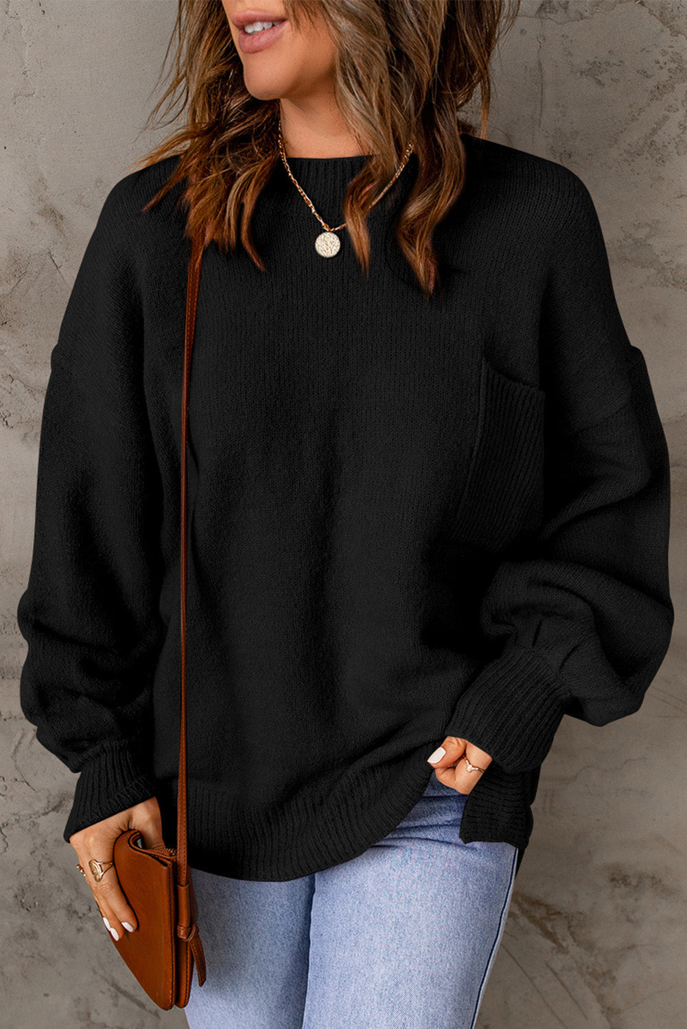 Threaded Pear Ella Color Puffy Sleeve Sweater